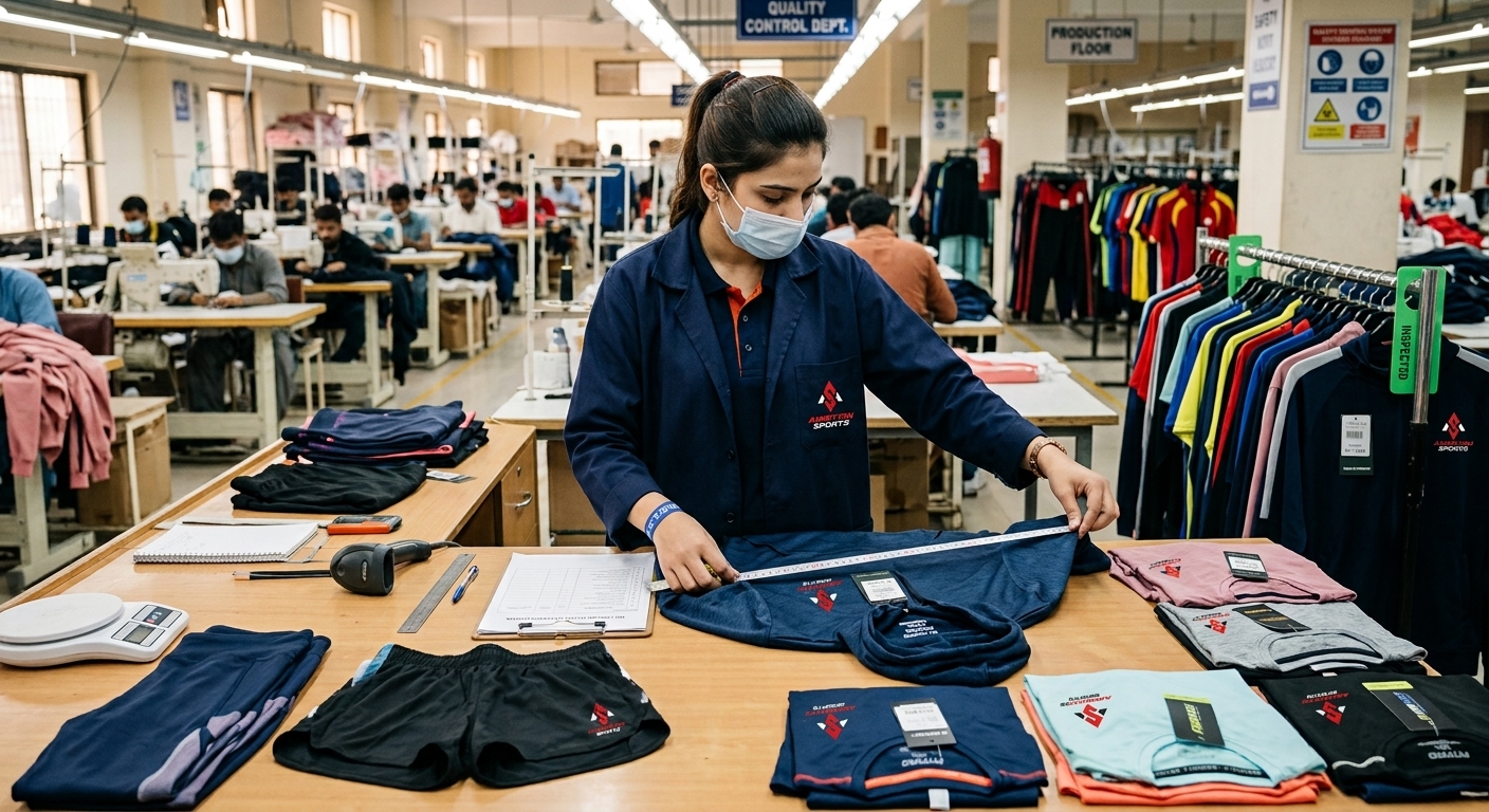 QC Check stage of Ambition Sports custom sportswear manufacturing process