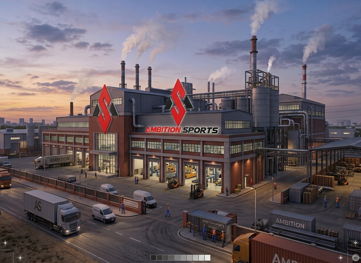 Ambition Sports custom sportswear manufacturing facility floor in Sialkot, Pakistan